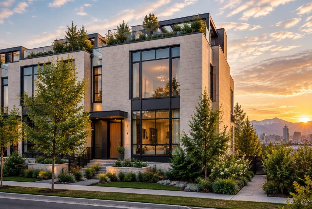 Limestone row home with a rooftop terrace, Cherry Creek North, Denver
