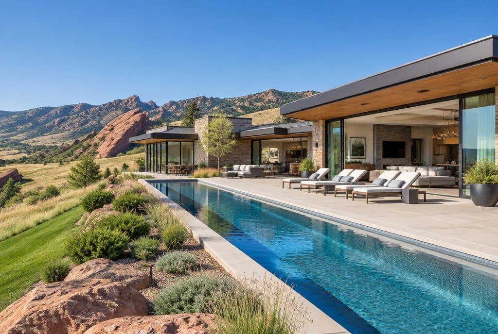 Foothills contemporary with a lap pool, Genesee, Golden