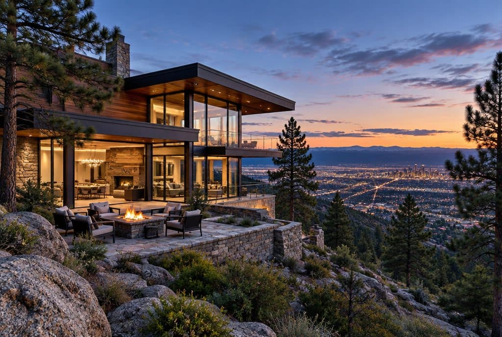 Mountain-modern above the city lights, Lookout Mountain, Golden